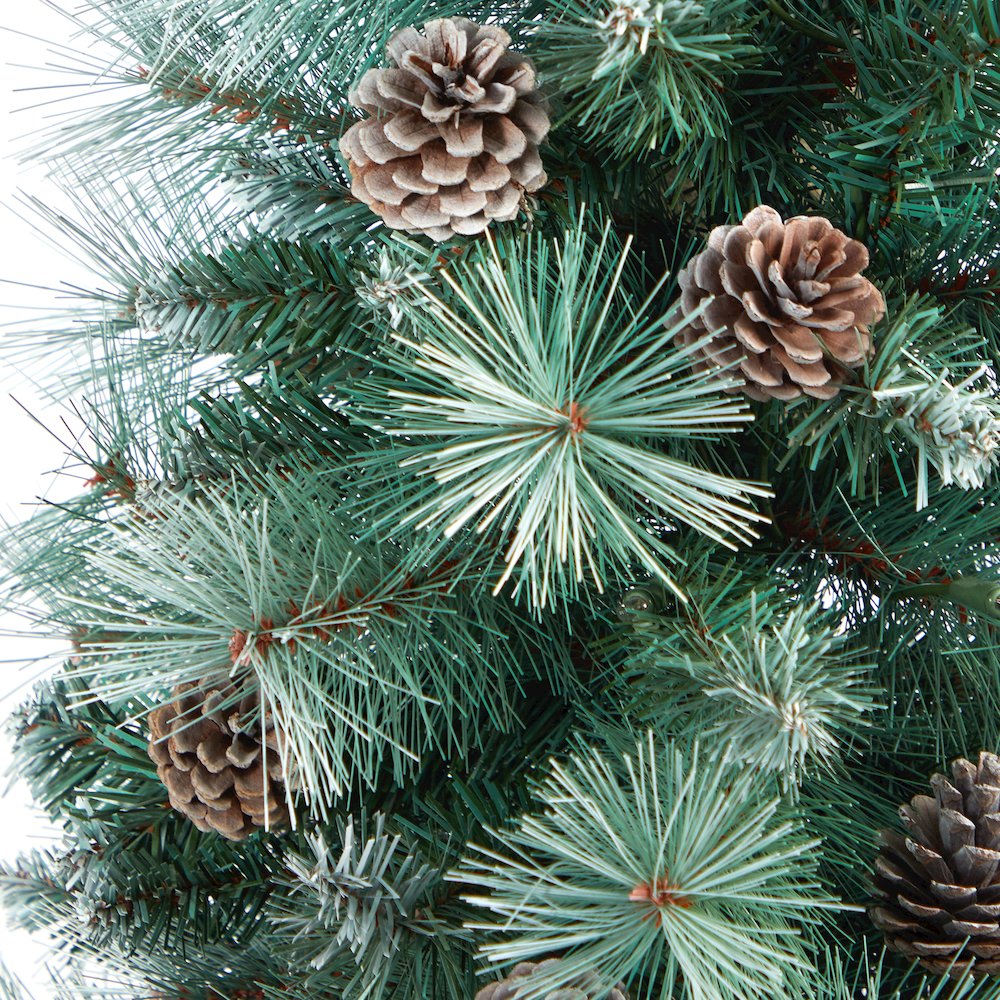 4.5ft. Frosted BC Mountain Pine Christmas Tree with 100 Lights in Decorative Urn. Picture 5
