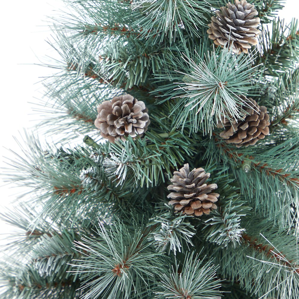 3.5ft. Frosted BC Mountain Pine Christmas Tree with 50 Lights in Gray Planter. Picture 5