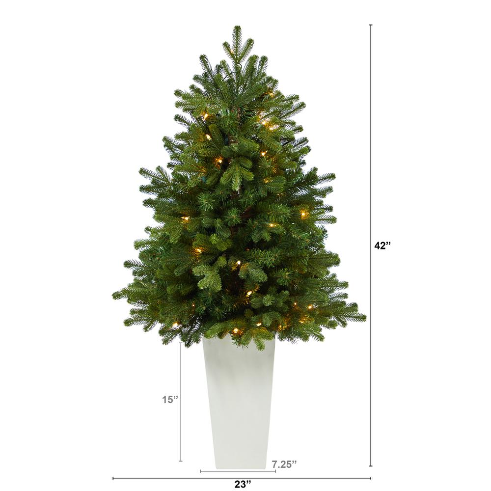 Washington Fir Artificial Christmas Tree with 50 Clear Lights in Tower Planter. Picture 2