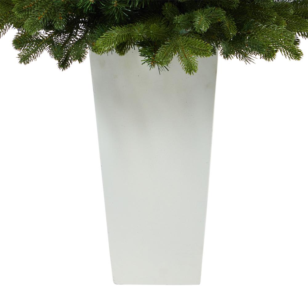Washington Fir Artificial Christmas Tree with 50 Clear Lights in Tower Planter. Picture 5