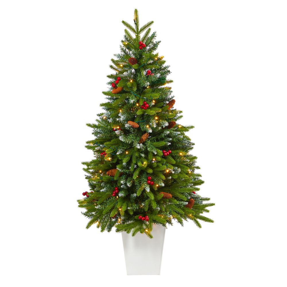 56in. Snow Tipped Portland Spruce Artificial Christmas Tree. Picture 1