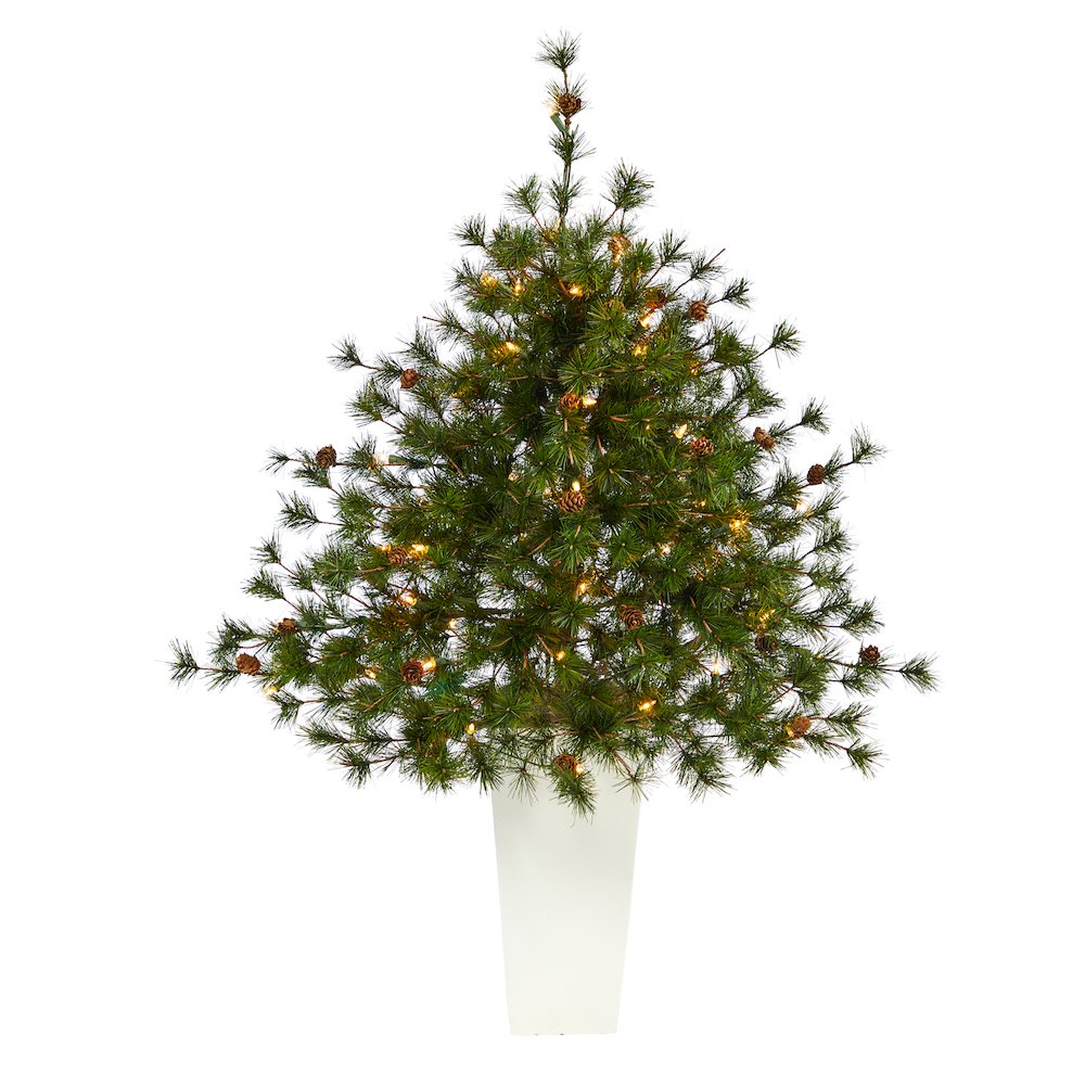 44in. Colorado Mountain Pine Christmas Tree with 50 Clear Lights in Planter. Picture 1