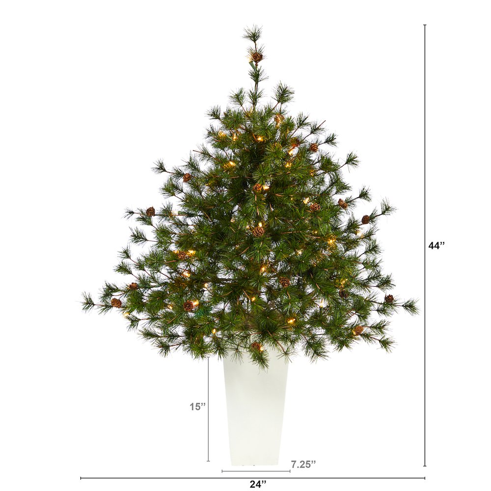 44in. Colorado Mountain Pine Christmas Tree with 50 Clear Lights in Planter. Picture 2
