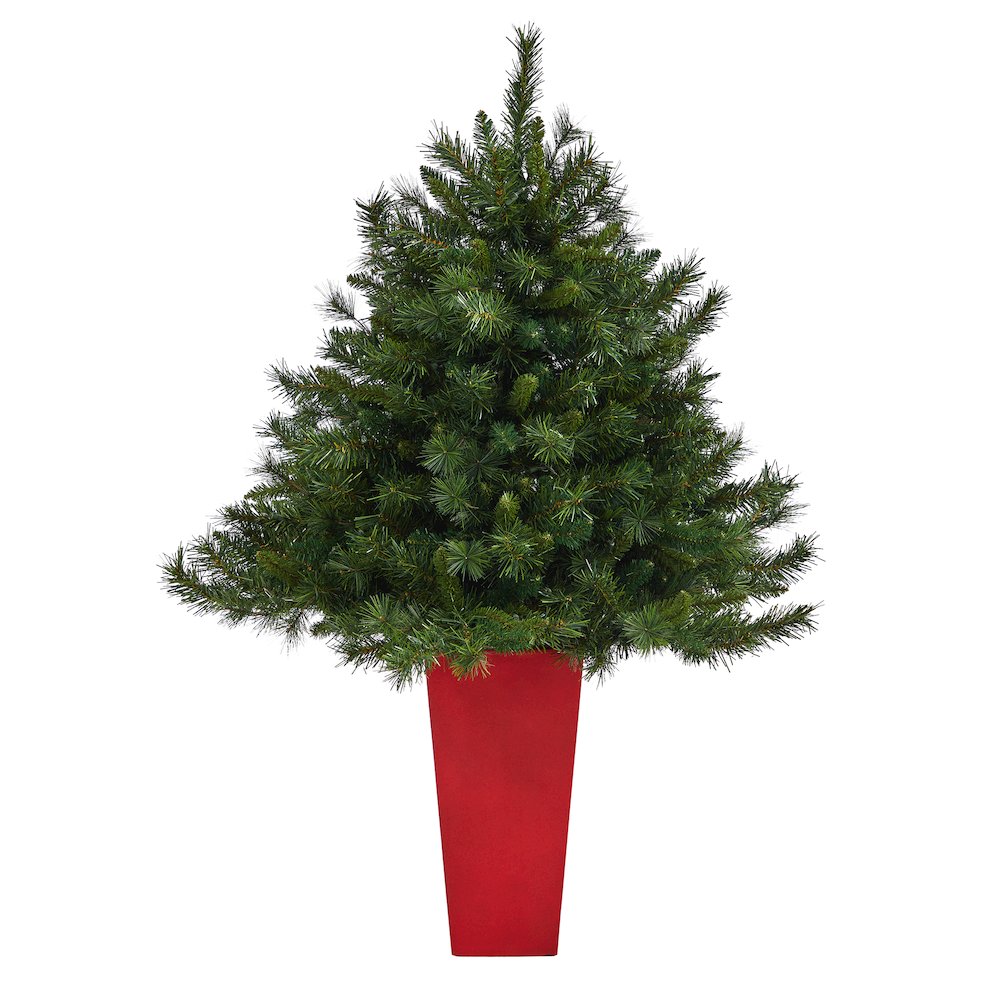 4.5ft. Wyoming Mixed Pine Christmas Tree with 250 Clear Lights in Tower Planter. Picture 3