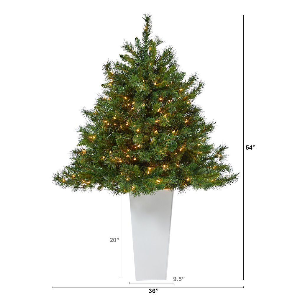 4.5ft. Wyoming Mixed Pine Christmas Tree with 250 Clear Lights in Tower Planter. Picture 2