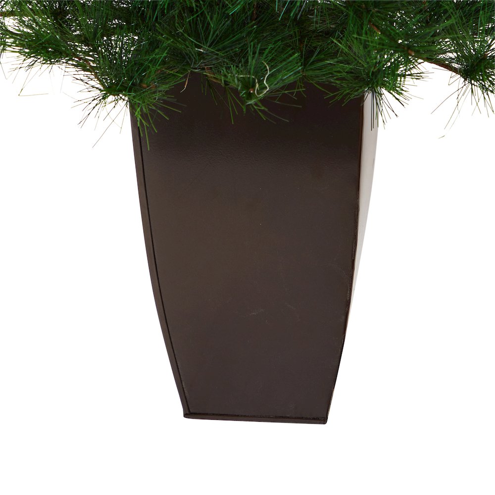 40in. Yukon Mixed Pine Artificial Christmas Tree in Bronze Metal Planter. Picture 4