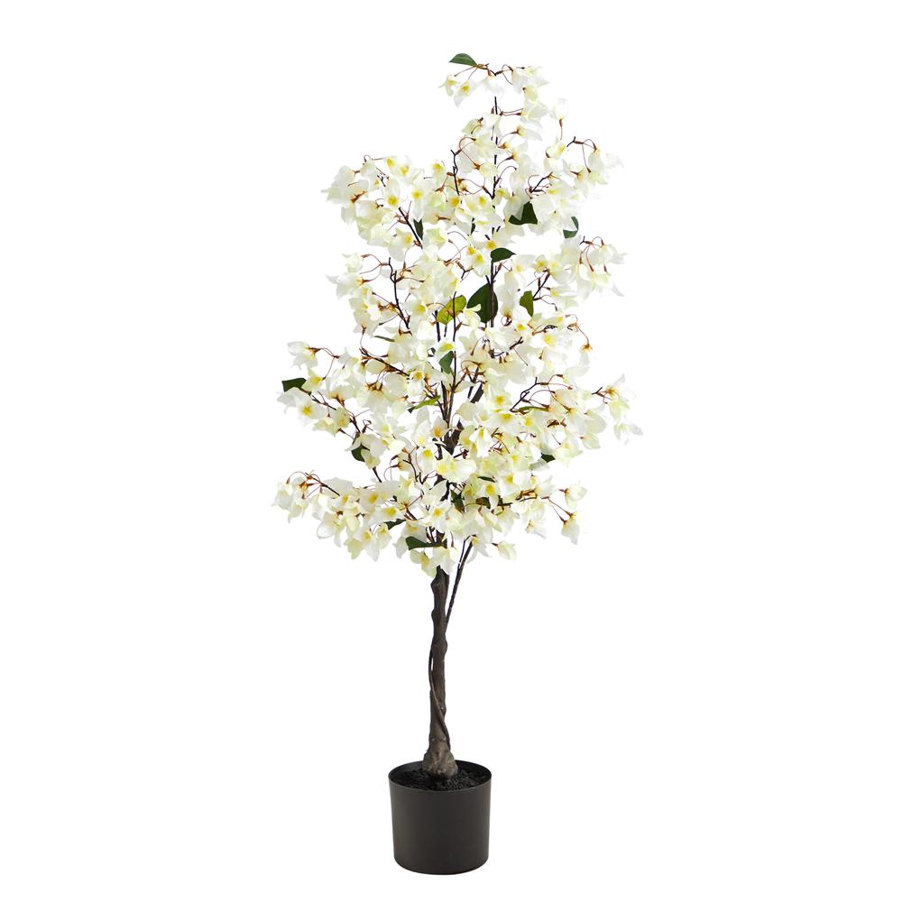 4ft. Bougainvillea Artificial Tree, White. Picture 1