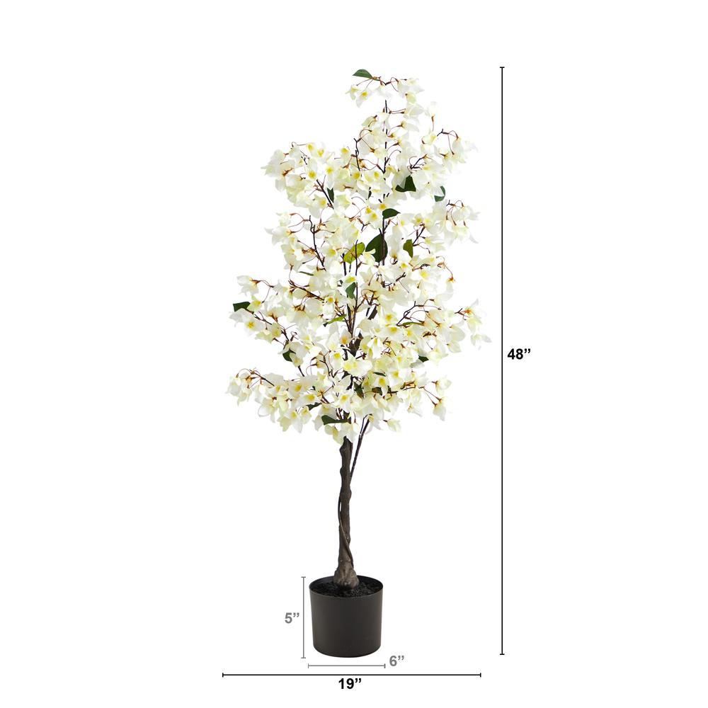 4ft. Bougainvillea Artificial Tree, White. Picture 4