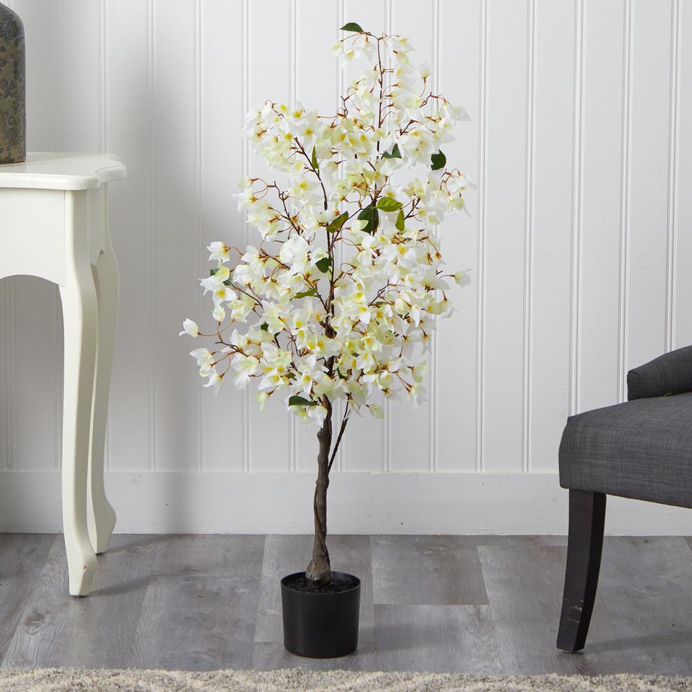 4ft. Bougainvillea Artificial Tree, White. Picture 2
