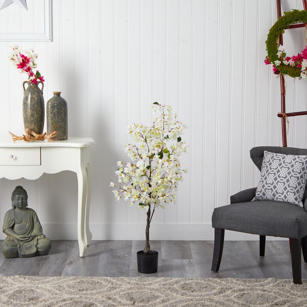 4ft. Bougainvillea Artificial Tree, White. Picture 3