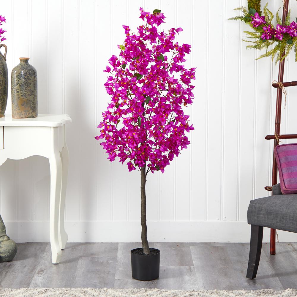 5ft. Bougainvillea Artificial Tree, Purple. Picture 2