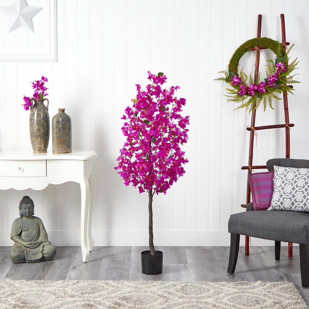 5ft. Bougainvillea Artificial Tree, Purple. Picture 4