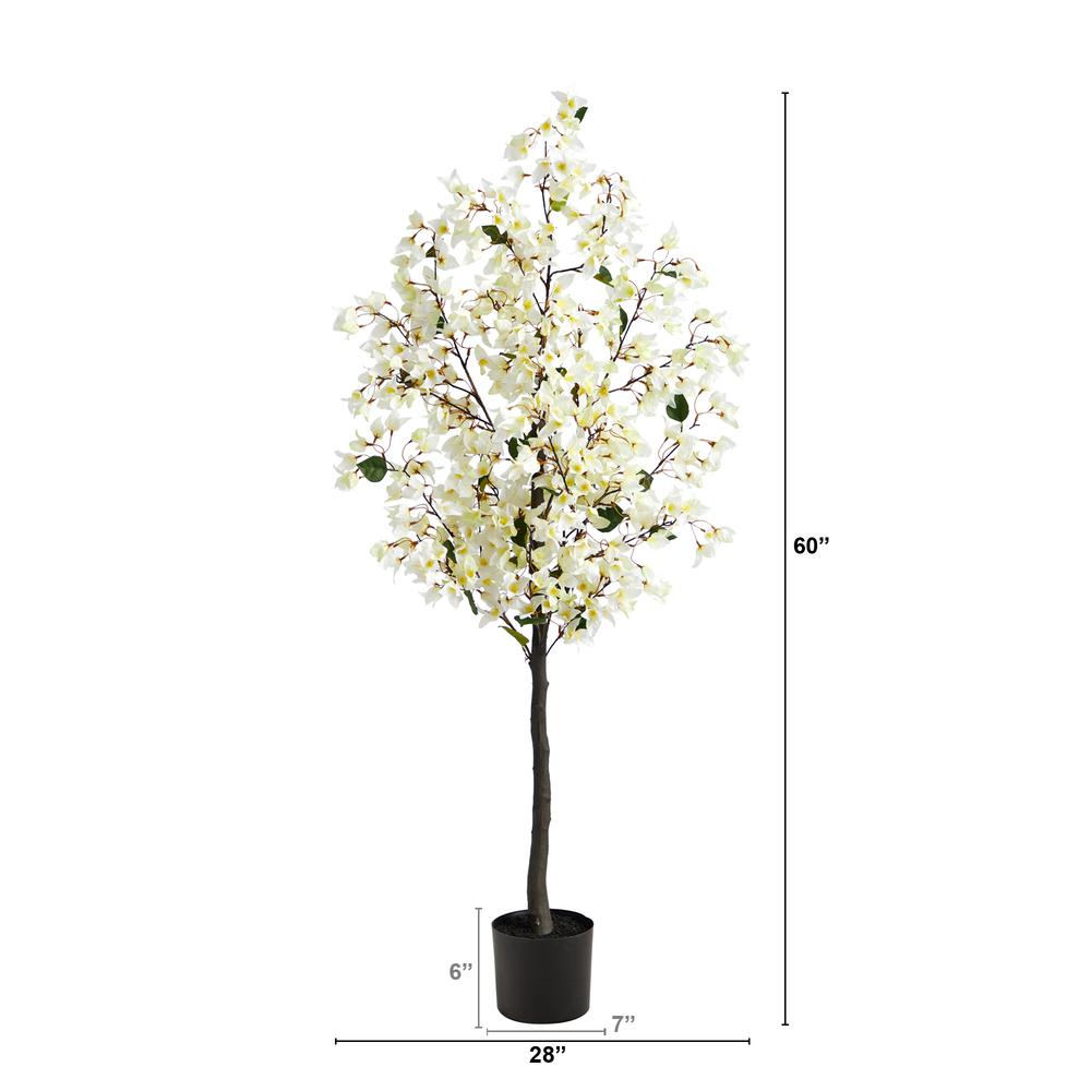5ft. Bougainvillea Artificial Tree, White. Picture 2