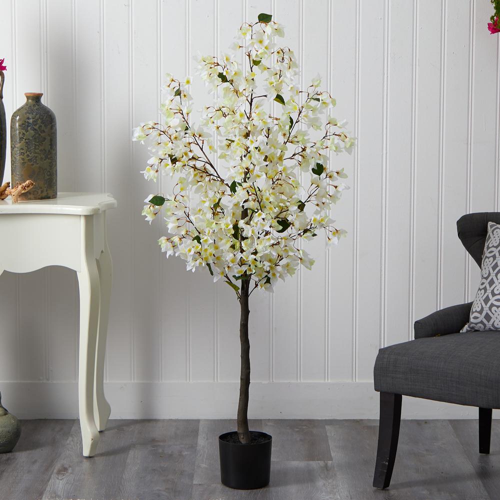 5ft. Bougainvillea Artificial Tree, White. Picture 4