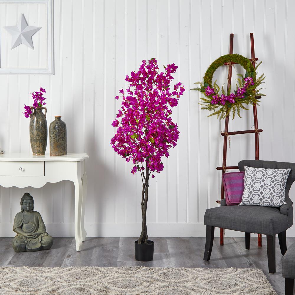 6ft. Bougainvillea Artificial Tree, Purple. Picture 2