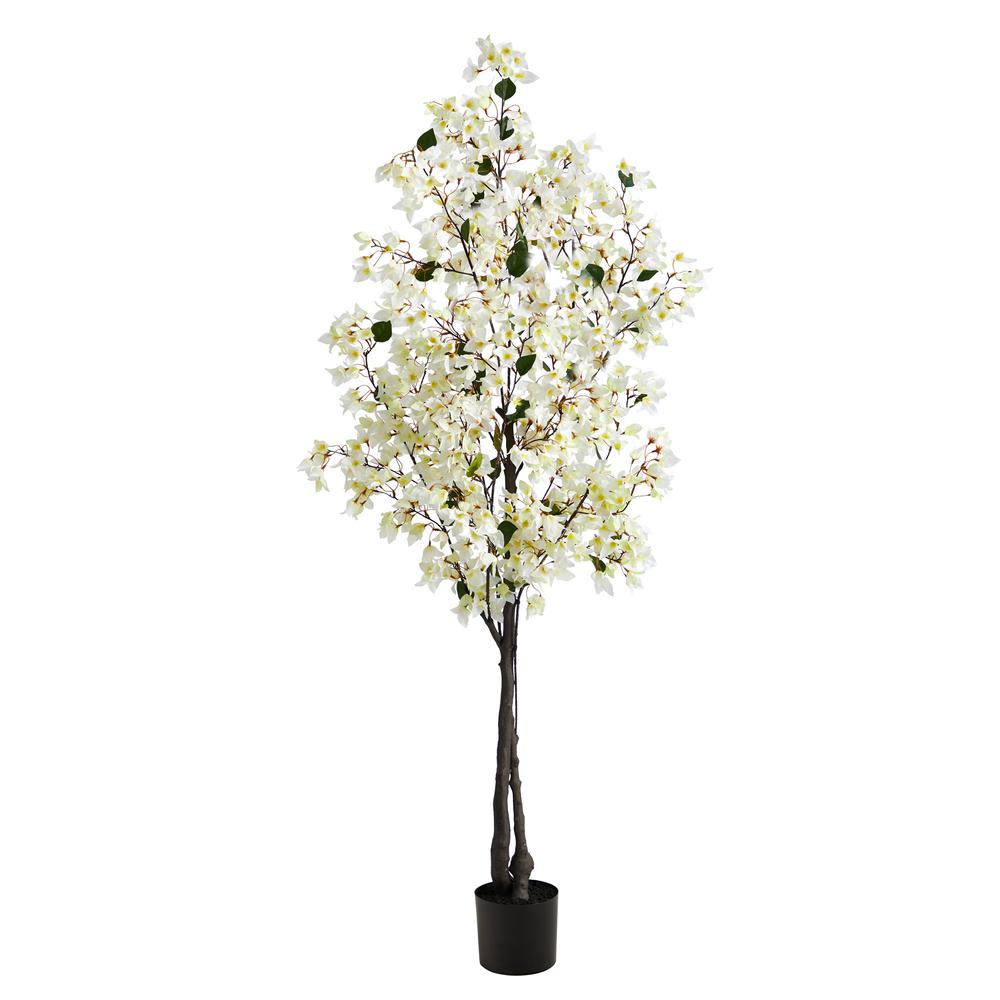 6ft. Bougainvillea Artificial Tree, White. Picture 1