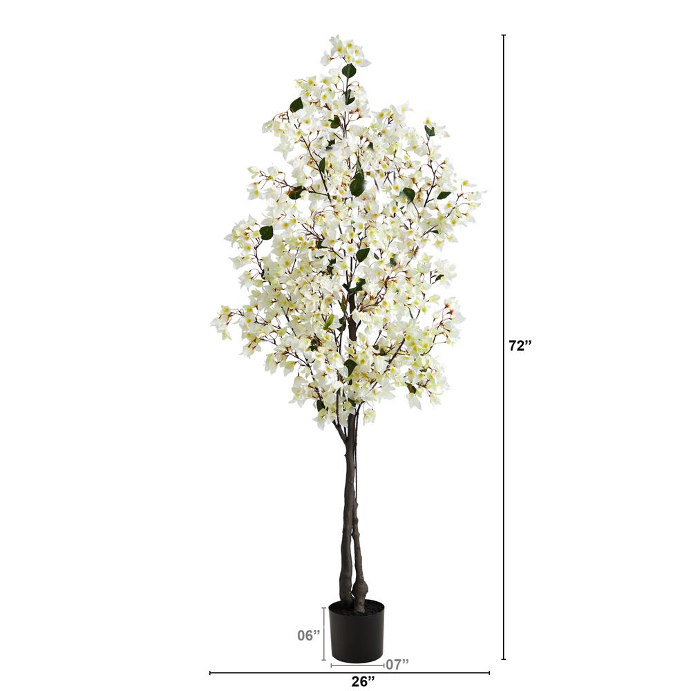 6ft. Bougainvillea Artificial Tree, White. Picture 4