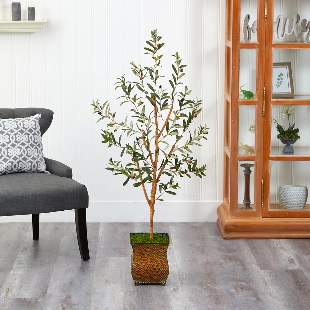 50in. Olive Artificial Tree in Metal Planter. Picture 3
