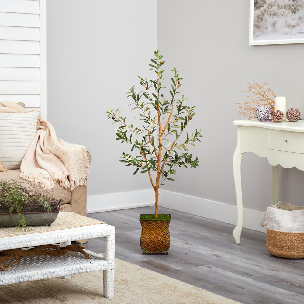 50in. Olive Artificial Tree in Metal Planter. Picture 4
