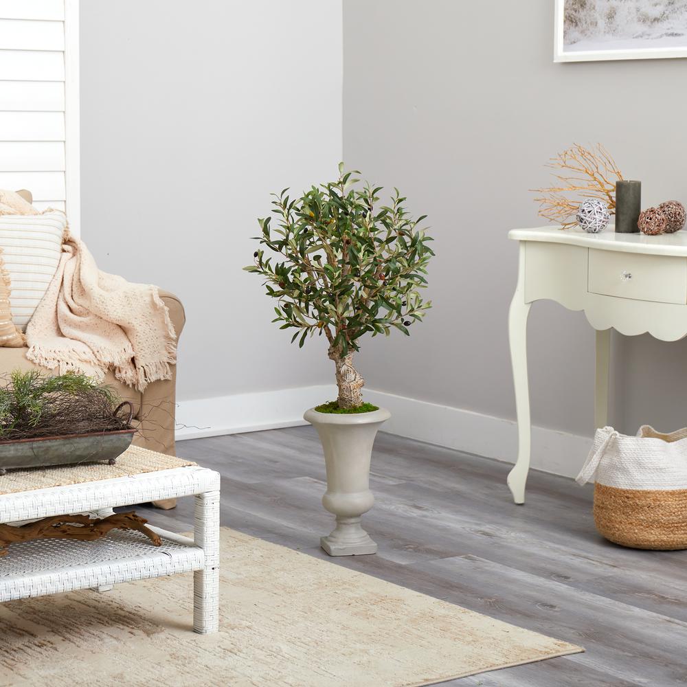 3.5ft. Olive Artificial Tree in Sand Colored Urn. Picture 4