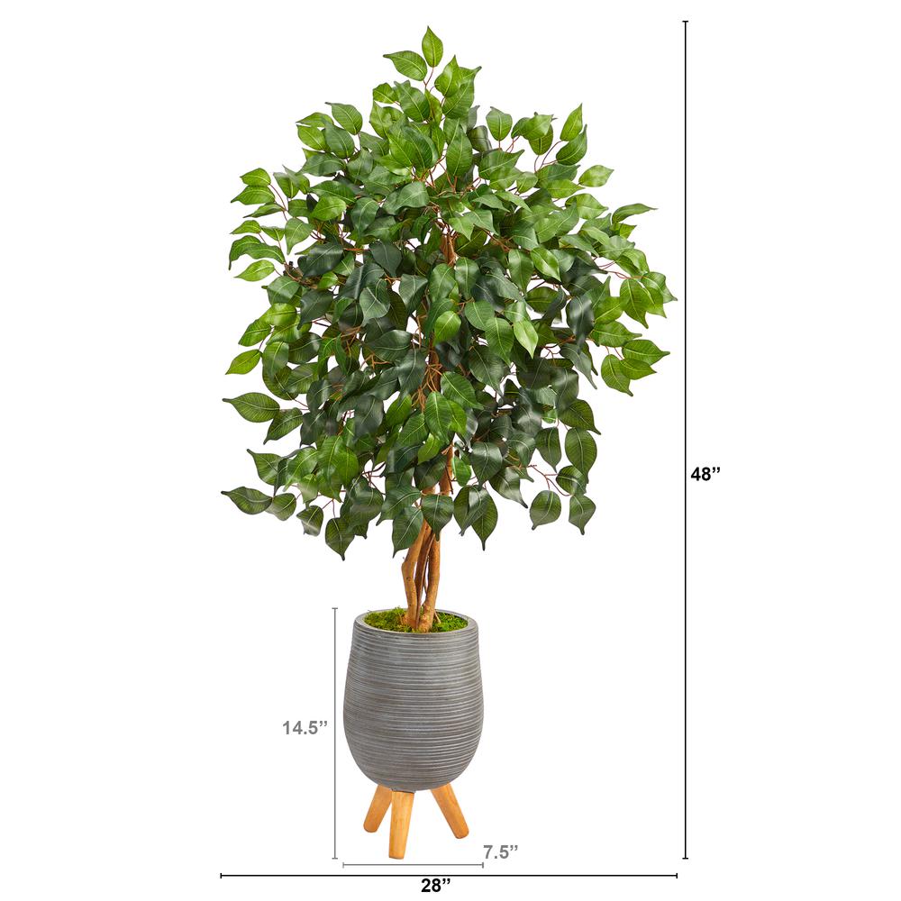 4ft. Ficus Artificial Tree in Gray Planter with Stand. Picture 2