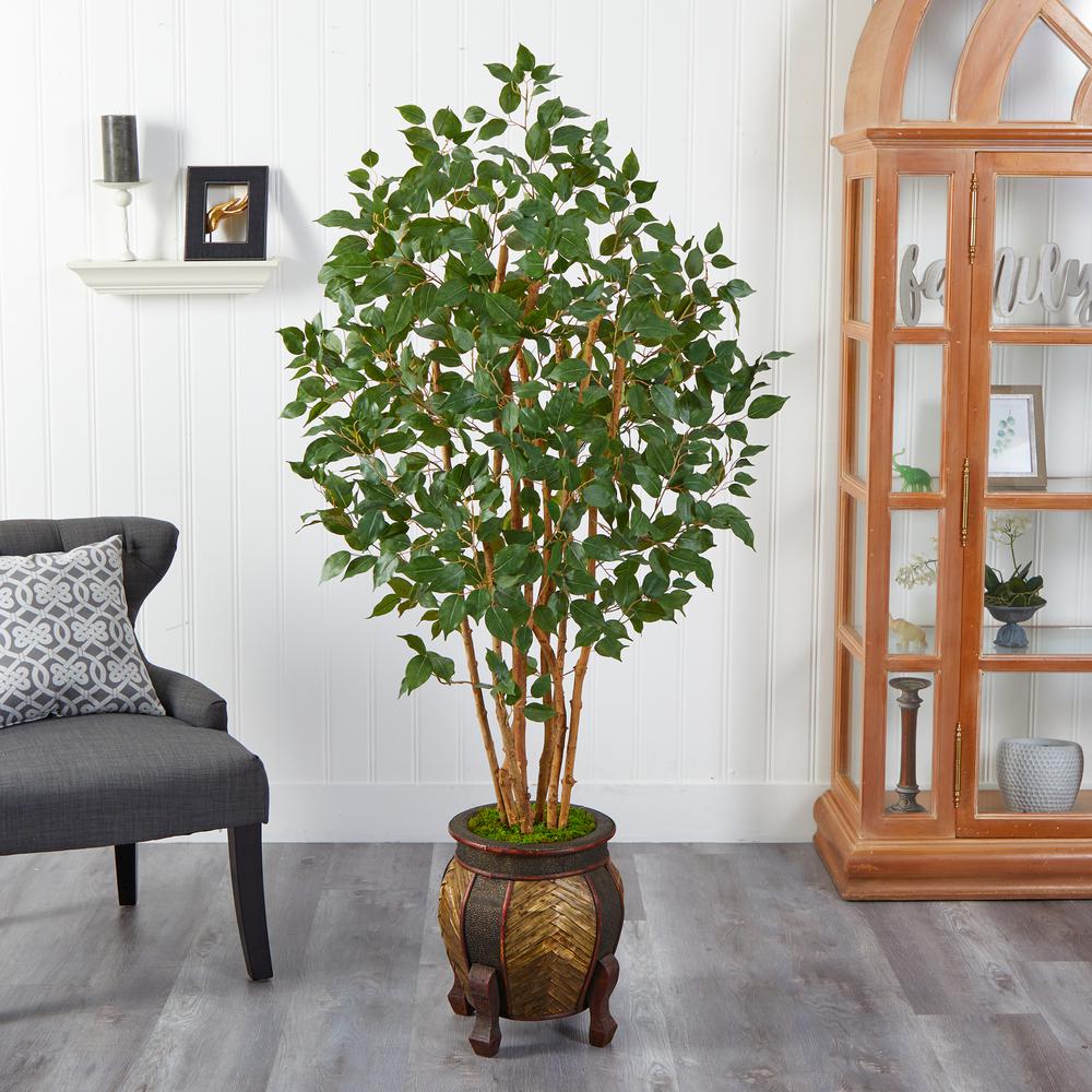 5.5ft. Ficus Bushy Artificial Tree in Decorative Planter. Picture 3