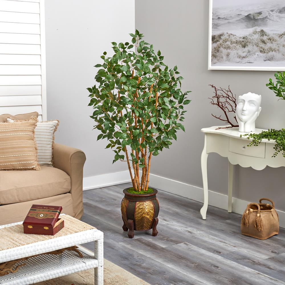 5.5ft. Ficus Bushy Artificial Tree in Decorative Planter. Picture 4