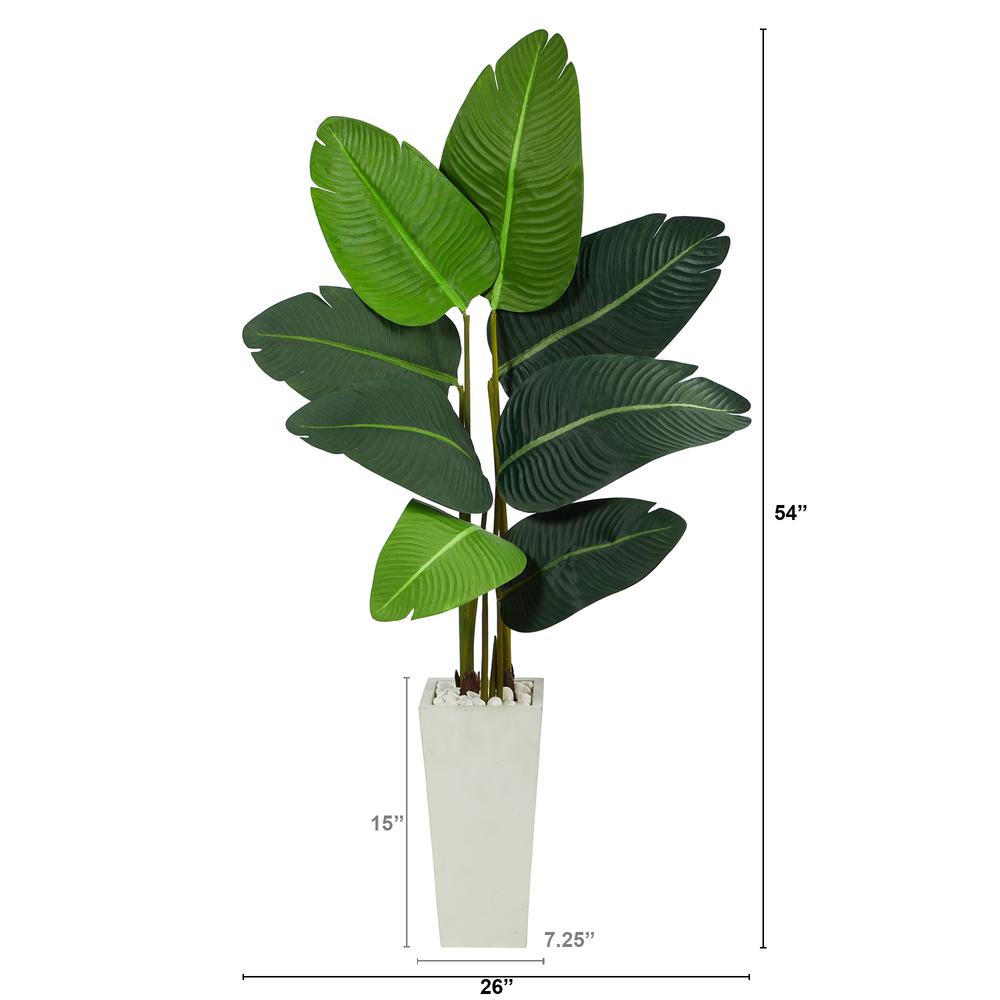 4.5ft. Travelers Palm Artificial Tree in White Planter. Picture 3