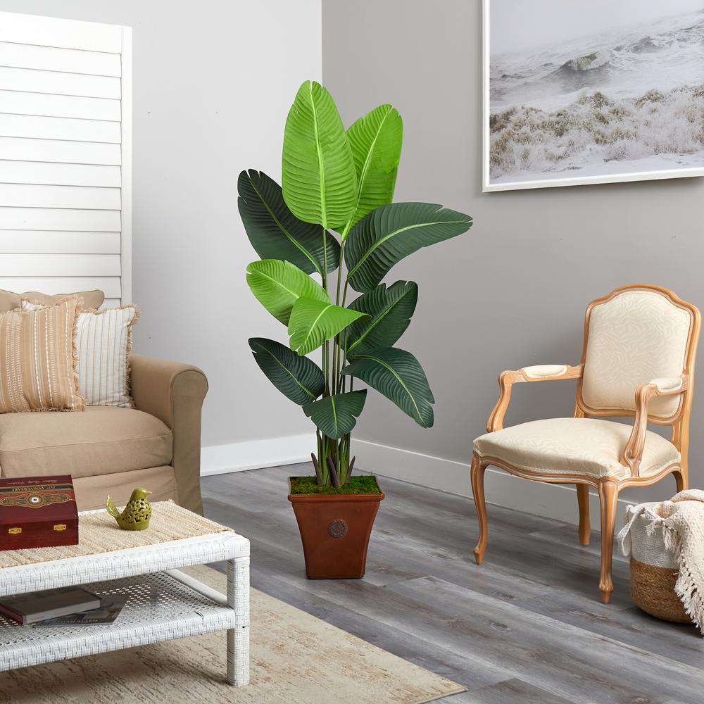 5.5ft. Travelers Palm Artificial Tree in Brown Planter. Picture 4