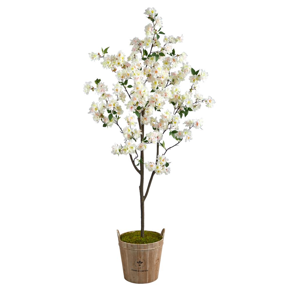 6ft. Cherry Blossom Artificial Tree in Farmhouse Planter. Picture 1