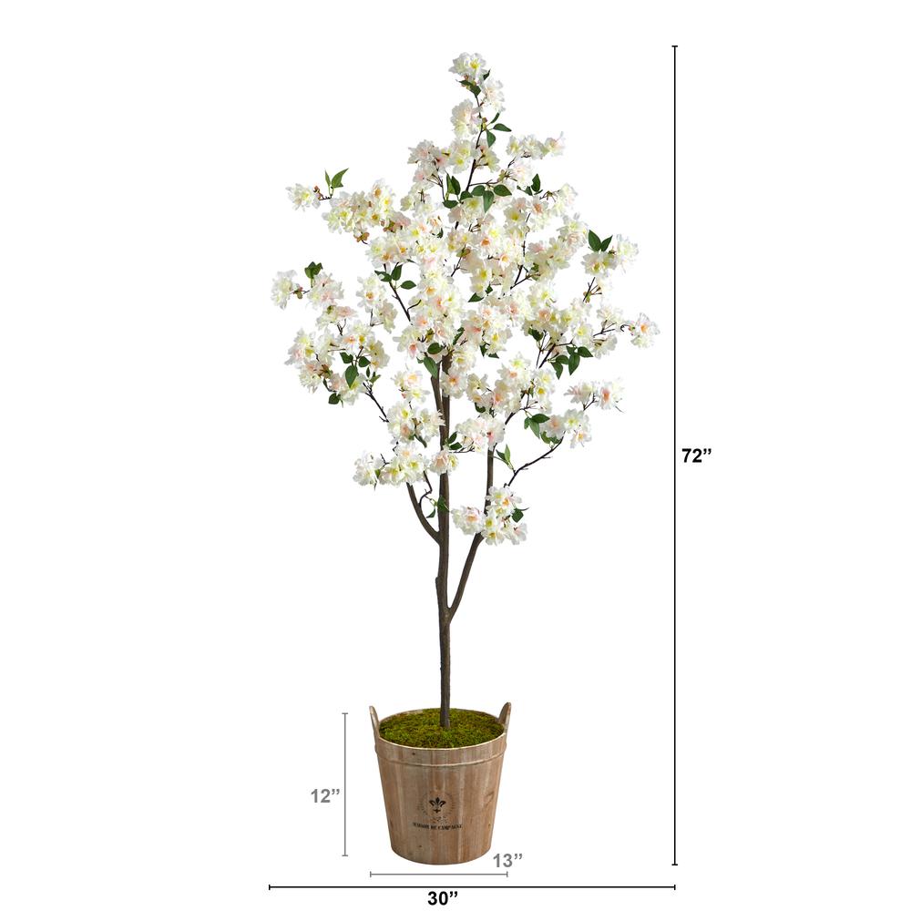 6ft. Cherry Blossom Artificial Tree in Farmhouse Planter. Picture 4