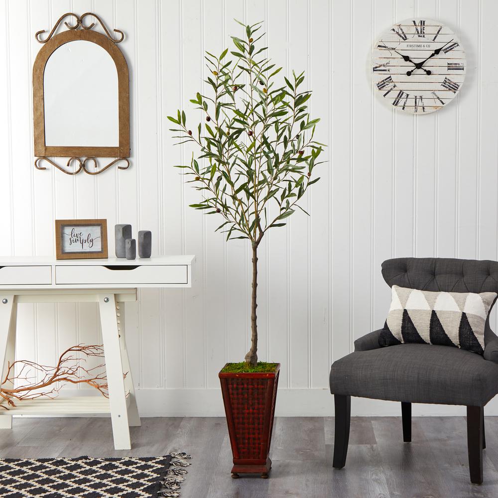 69in. Olive Artificial Tree in Decorative Planter. Picture 3