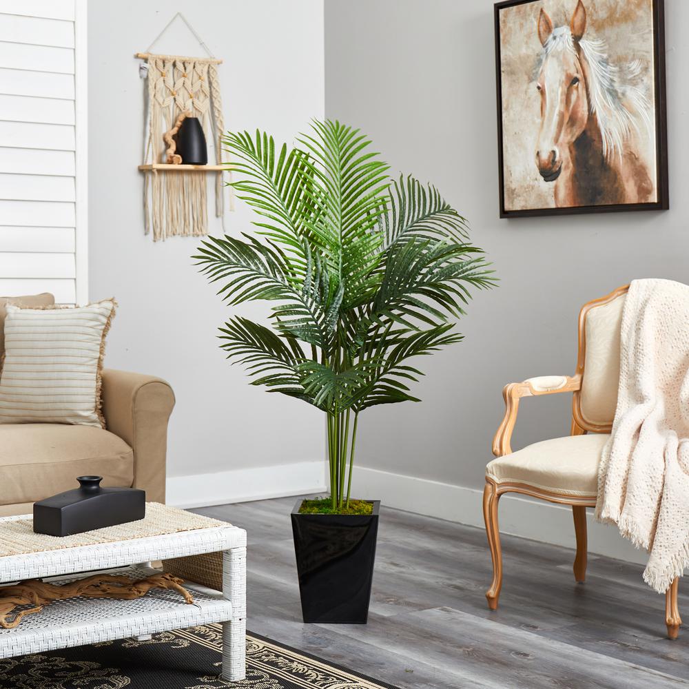 5ft. Paradise Palm Artificial Tree in Black Metal Planter. Picture 4