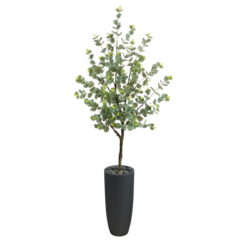 5ft. Eucalyptus Artificial Tree in Gray Planter. Picture 1