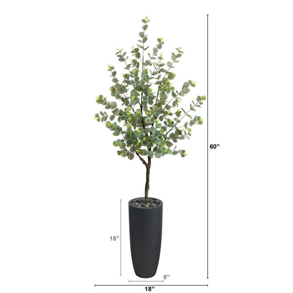 5ft. Eucalyptus Artificial Tree in Gray Planter. Picture 3