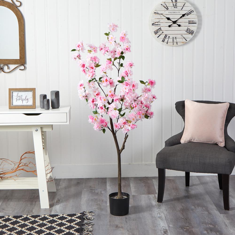 5ft. Cherry Blossom Artificial Tree, Pink. Picture 3