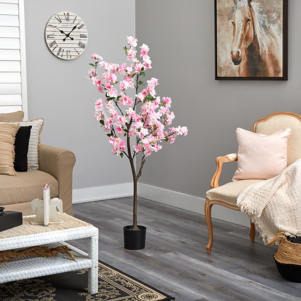 5ft. Cherry Blossom Artificial Tree, Pink. Picture 4