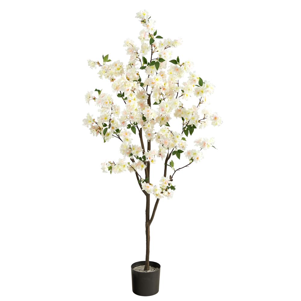 6ft. Cherry Blossom Artificial Tree, White. Picture 1