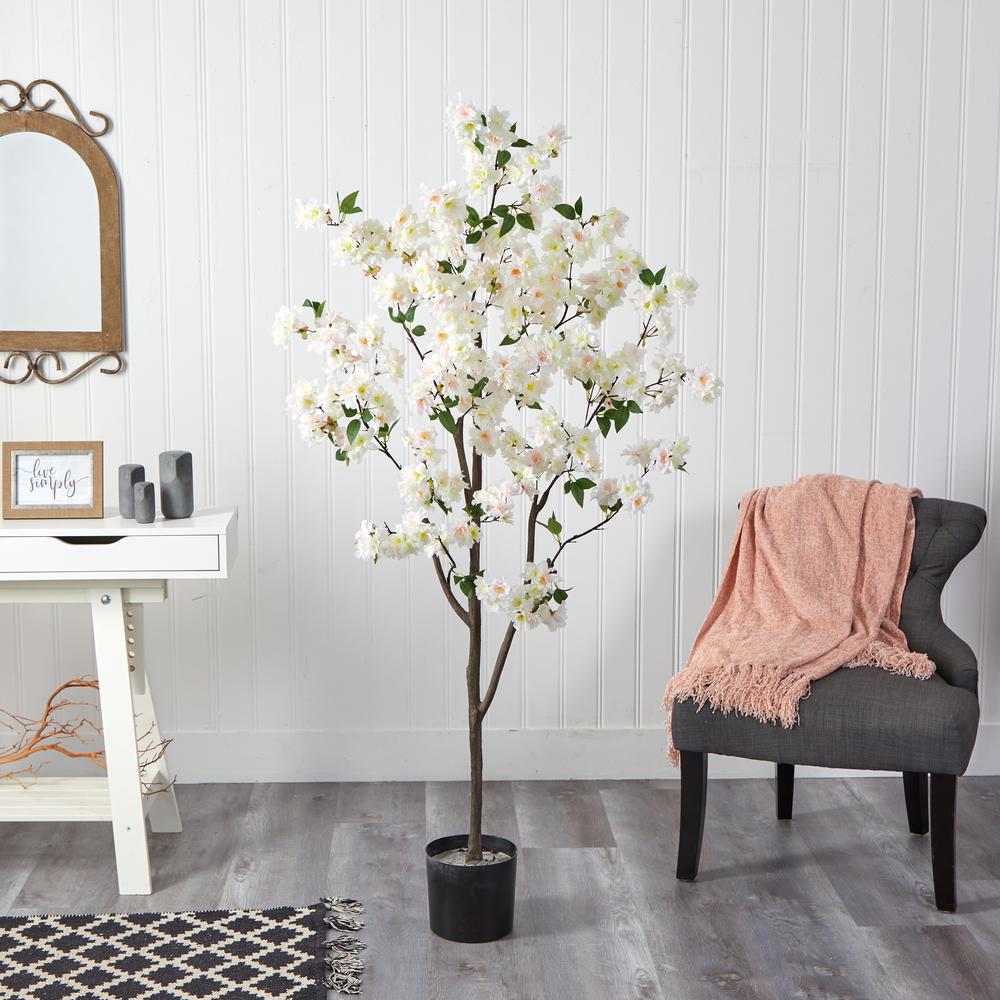 6ft. Cherry Blossom Artificial Tree, White. Picture 4