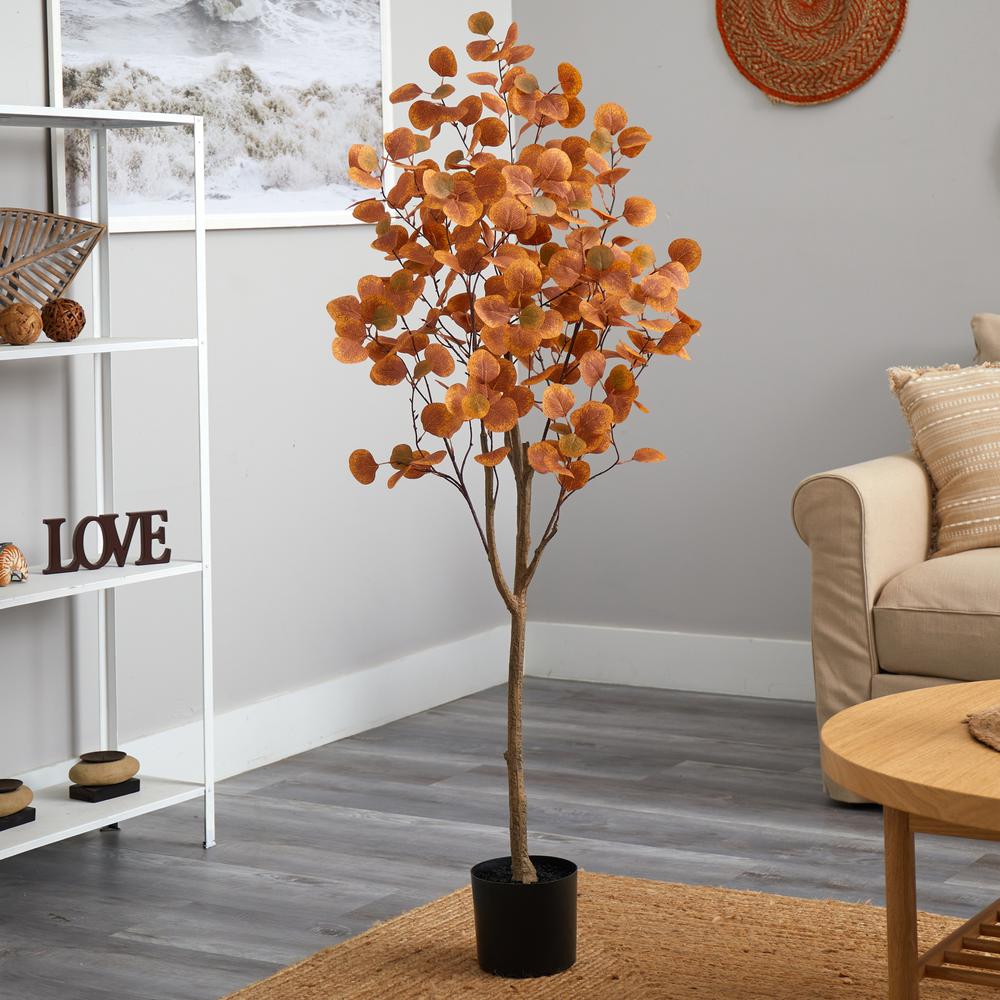 5ft. Autumn Eucalyptus Artificial Tree. Picture 3