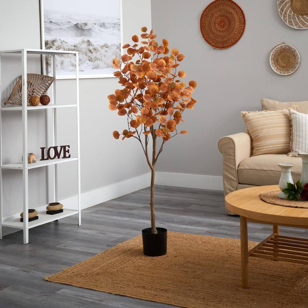 5ft. Autumn Eucalyptus Artificial Tree. Picture 4