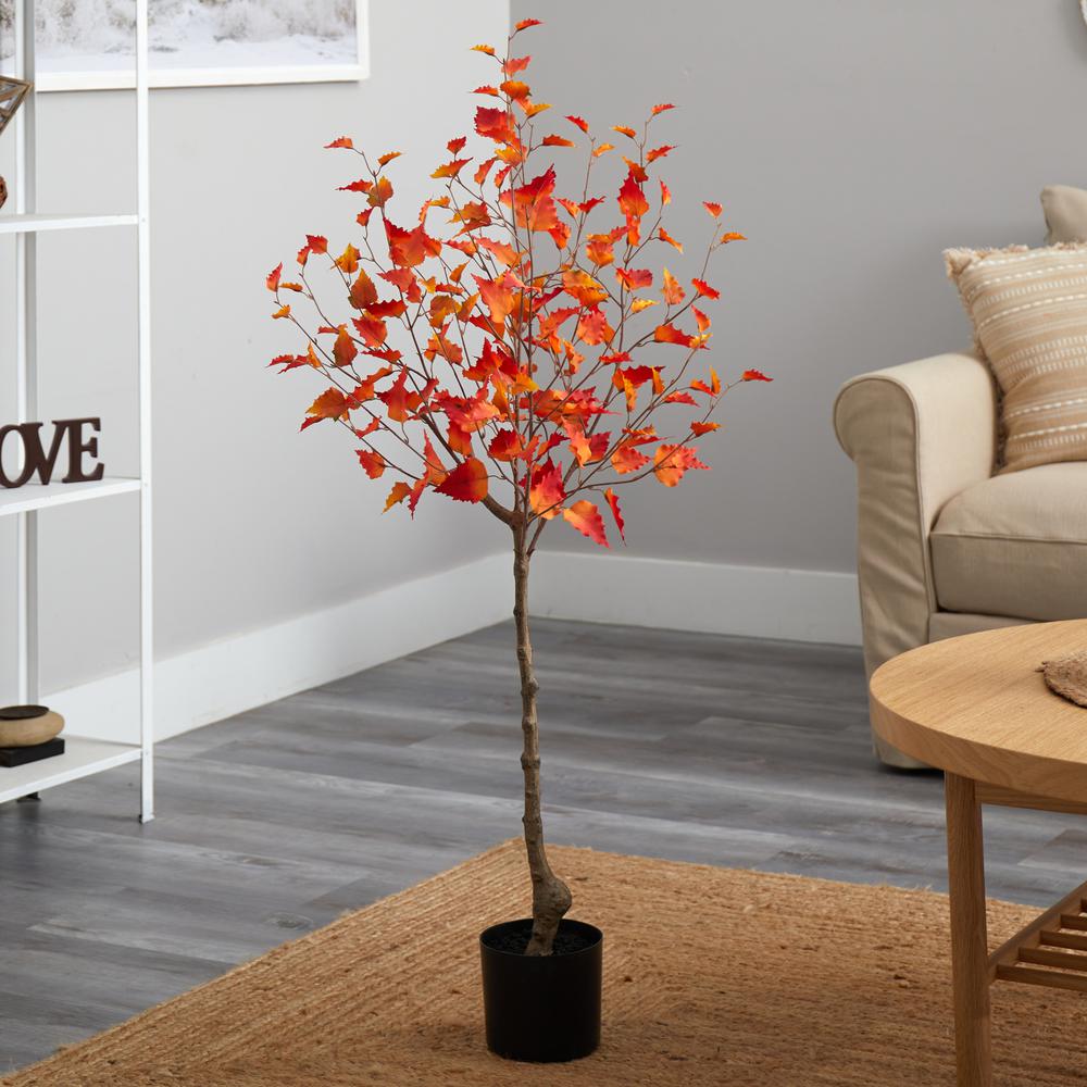 4ft. Fall Birch Artificial Autumn Tree. Picture 3