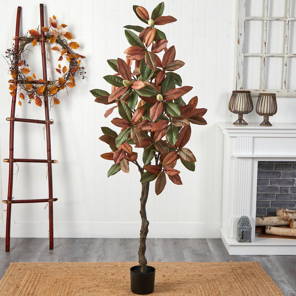 6ft. Fall Magnolia Artificial Tree. Picture 3