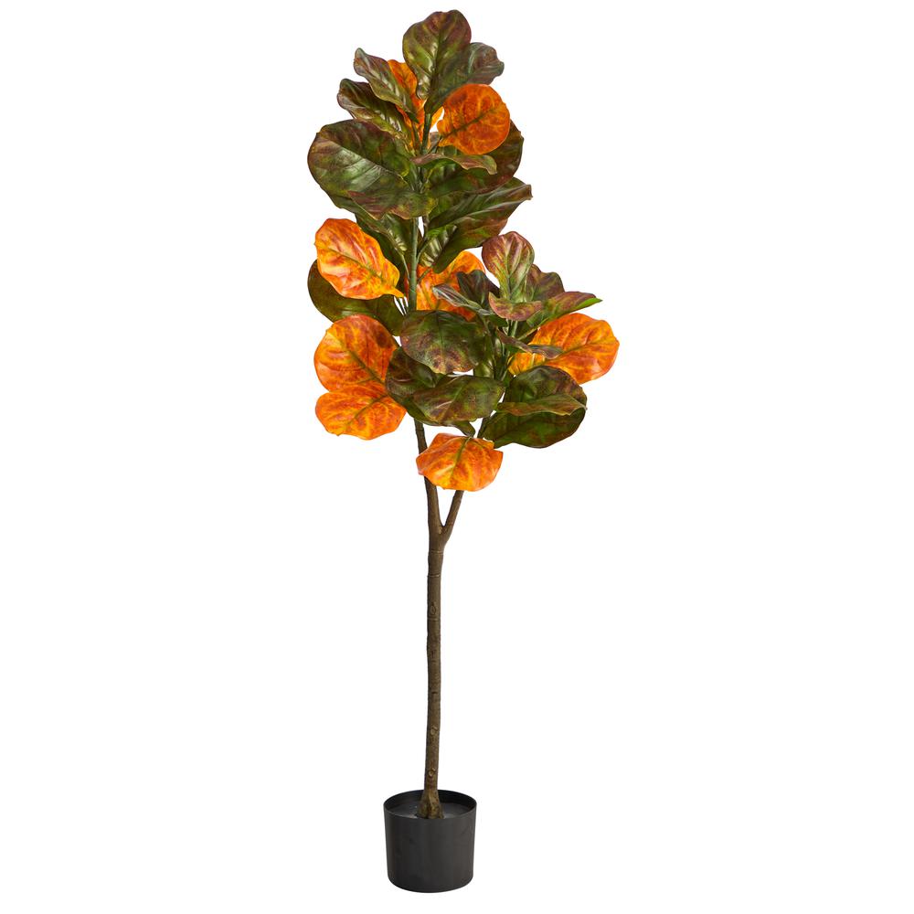 4.5ft. Autumn Fiddle Leaf Artificial Fall Tree. Picture 4
