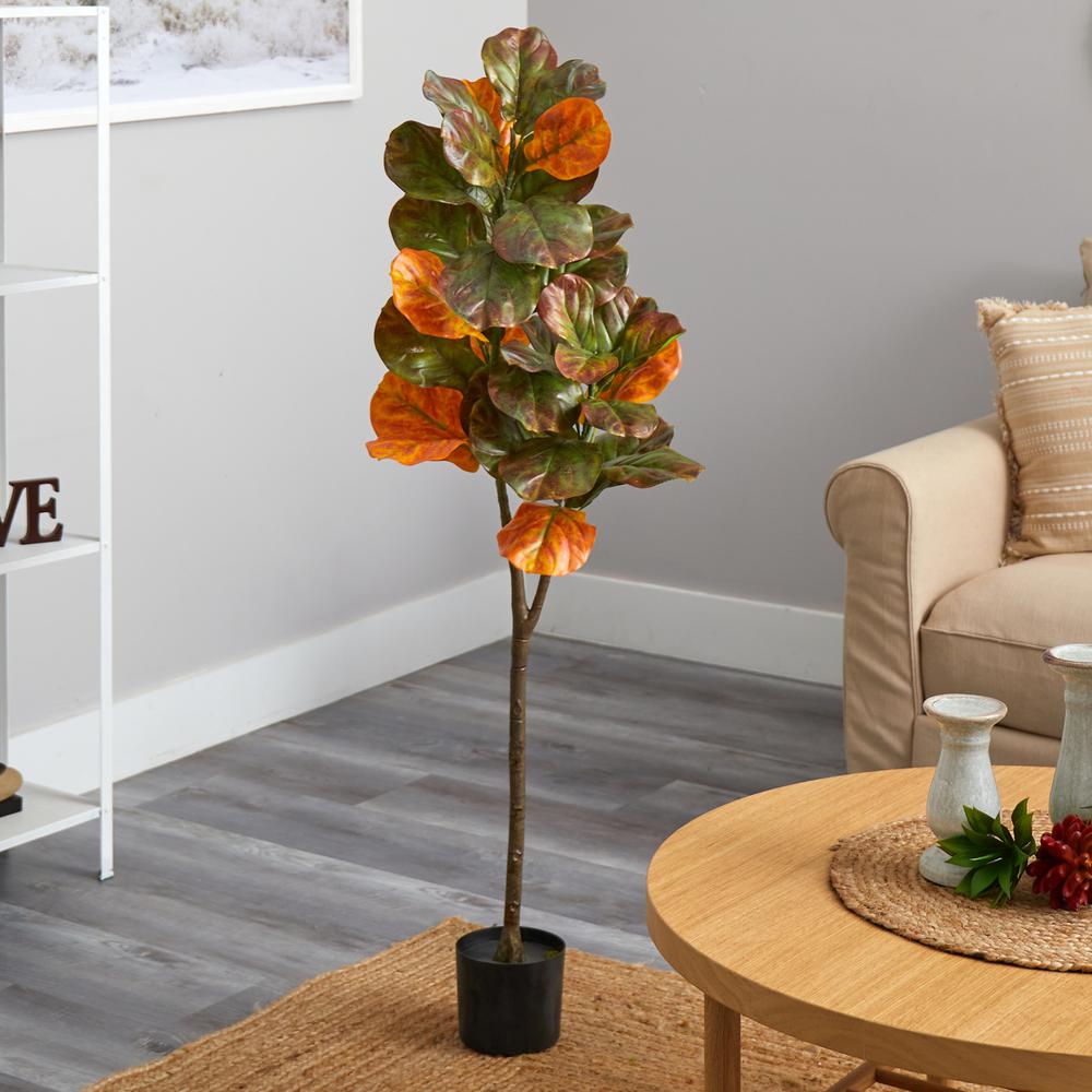 4.5ft. Autumn Fiddle Leaf Artificial Fall Tree. Picture 3