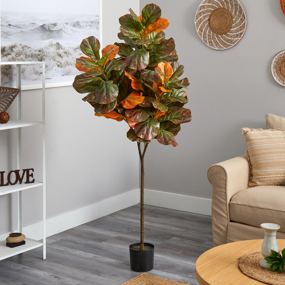 6ft. Autumn Fiddle Leaf Artificial Tree. Picture 3