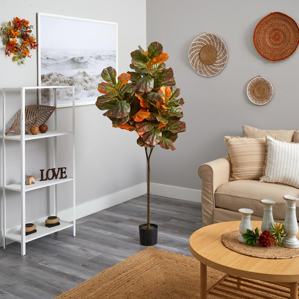 6ft. Autumn Fiddle Leaf Artificial Tree. Picture 4