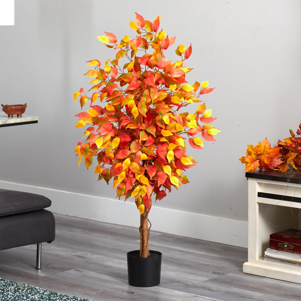 4ft. Autumn Ficus Artificial Fall Tree. Picture 3