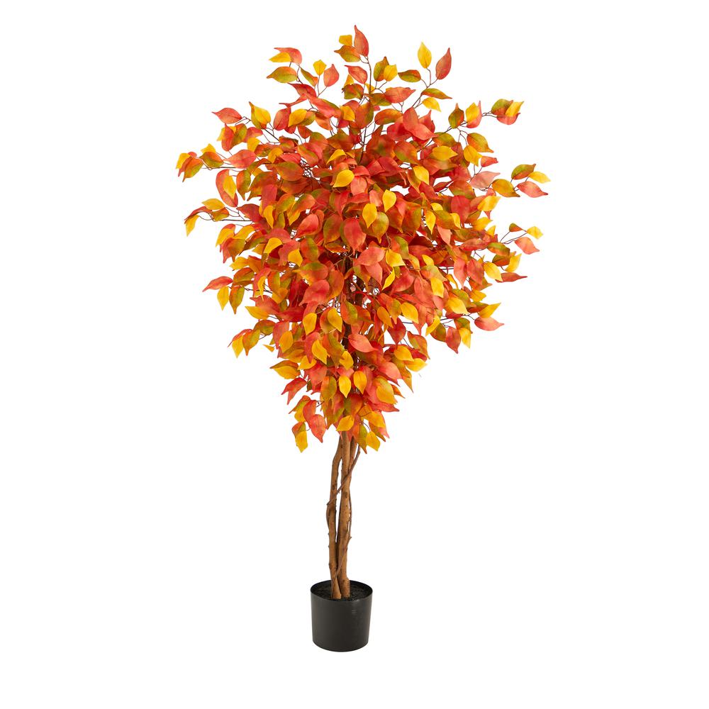 5ft. Autumn Ficus Artificial Fall Tree. Picture 2