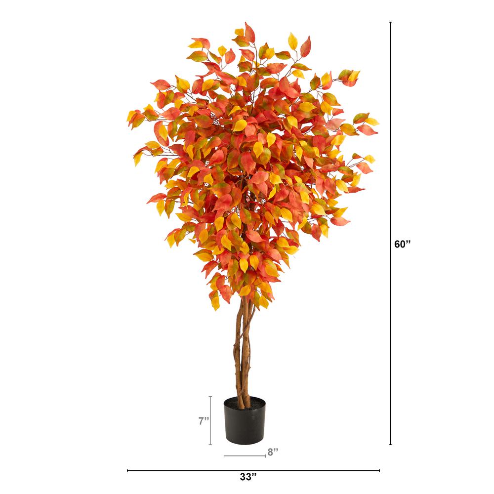 5ft. Autumn Ficus Artificial Fall Tree. Picture 1